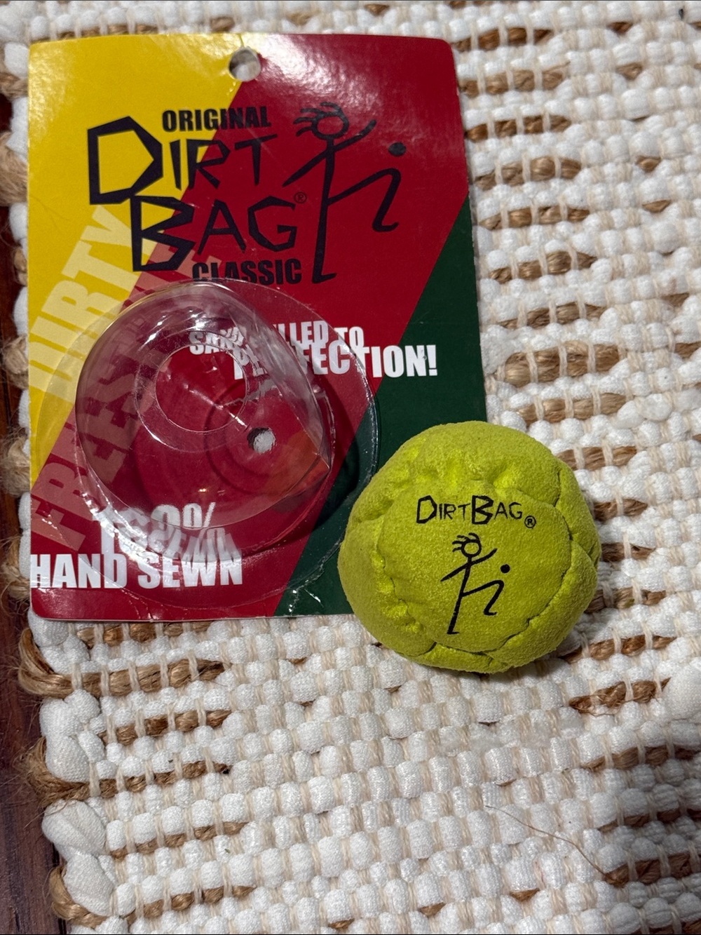 Dirtbag Classic Footbag Hacky Sack by flying clipper in neon yellow w/ OG box
